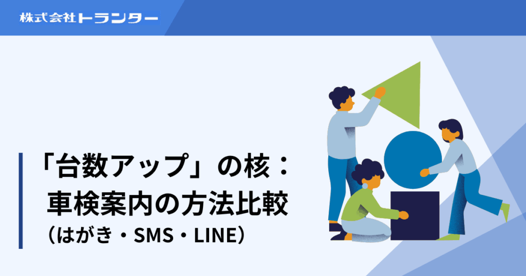「台数アップ」の核：車検案内の方法比較（はがき・SMS・LINE）